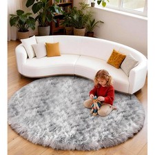 runder Teppich 100cm Hellgrau