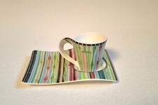 2 x Villeroy & Boch New Wave Espressotassen mit Untertasse Design Bambu & Samba