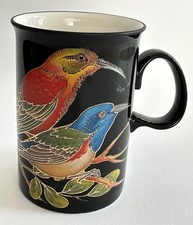 Dunoon, Scotland TASSE bunte exotische Vögel,  Panama design, schwarz, BECHER