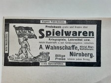 Reklame Kriegsspielwaren/AWN mini Soldat/Wahnschaffe, Nürnberg 1915  5x9,5cm#178