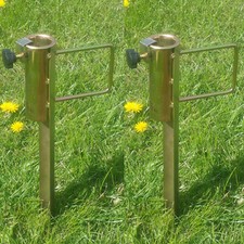 2x Rasendorn Sonnenschirmhalter Metall Bodenhülse Erdspieß Sonnen Schirmhalfter