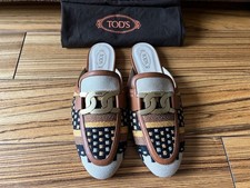 TOD'S Leder Canvas Slipper