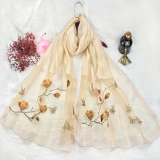 Damen Seide Wolle Blumenmuster