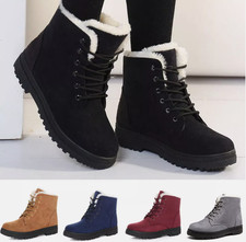 Damen Winter Schneeschuhe Warm Stiefel Winter Stiefeletten Flache Schuhe DE