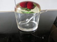 Konfitürenglas Marmeladendose Acrylglas mit Fruchtdeckel und Löffel