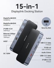 MOKiN DisplayLink Docking Station für MacBook Pro/Air 15-in1 Dual Monitor 2.5G