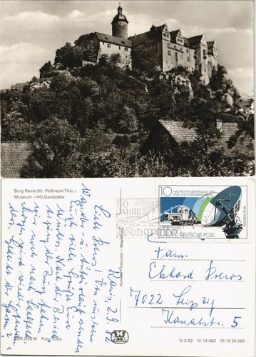 Ansichtskarte ranis burg - ansichtskarte,