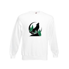 Wolf | Wald | Schreiender Wolf Sweatshirt Weiß