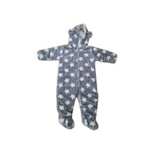Klitzeklein Babywear Kinder Schneeanzug Plüsch Teddy Overall Grau Sterne Gr 74 