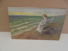 Künstler AK Die Frau vom Meere. Frau,Strand,Meerlandschaft,Vögel gel.9.NOV.17