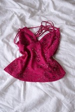 Hot Pink Glitzer Top Y2K Party