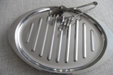  Spargelset 2-tlg. Spargelplatte Spargel Servier Platte Spargelzange Edelstahl