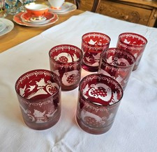 6 böhmische Überfanggläser