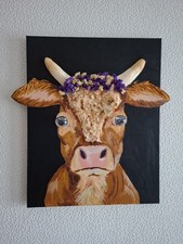 3D‑Kuh handgemalt Leinwand