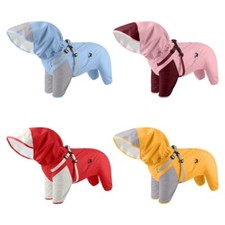 Waterprevent Dog Rain Coat With Removable Hat Outdoor 4 Legs Pet Rain Jackets