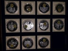 11 X BVB Borussia Dortmund Münzen Medaillen Sammlung in Mahagoni Holzkassette