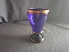 Kelch Glas  Blau mit Goldrand