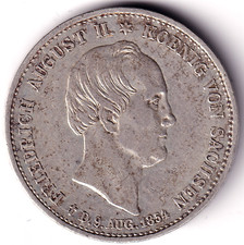 AV-VD Sachsen 1854 1 Taler Auf den Tod  Friedrich August II. König Silber DB10