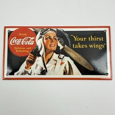 Coca-Cola Emailschild Pilotin