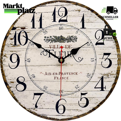 Wanduhr holz vintage 34cm - wanduhr,