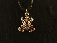 Anhänger mit Kette 24 Karat Vergoldet Frosch Unke Tier Lurch Kröte Molch