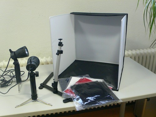 Fotozelt mit scheinwerfern und - mit,