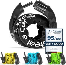 Fahrradschloss Radschloss mit Zahlencode & Stahlkette schwarz