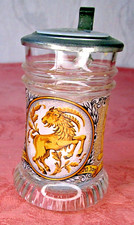 Glas Schnapsstamper BMF mit Deckel aus Zinn Mit Sternzeichen Steinbock