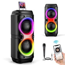 Tragbarer RGB Dual Lautsprecher Party Bluetooth DJ Lichteffekte Karaoke Musikbox