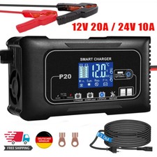 Batterie Ladegerät 12V-20A 24V-10A Lithium LiFePO4 AGM GEL SLA Impuls Reparatur