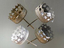 Kerzenhalter z. Stecken, Krone, antik silber, gold, weiß, hellgrau, 7 x 12 cm 