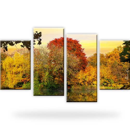 Wald see herbst - wandbilder, auf