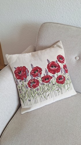 Gobelin kissen mohnblumen - kissen,