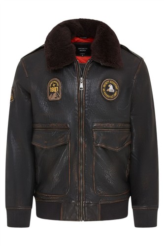 Herren schwarze leder - leder, bomber