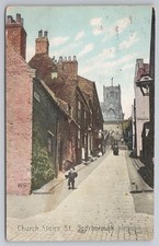 Kirchtreppe St Scarborough Vintage Straßenansicht Postkarte