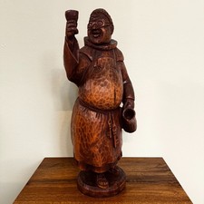 *Humorvolle Holzfigur *Mönch mit Glas & Kelch *VolksKunst *Hartholz *Schnitzerei