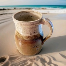 Handgetöpferter Keramik Krug, rustikal braun, Deko Vintage, Höhe ca. 15,5 cm TOP