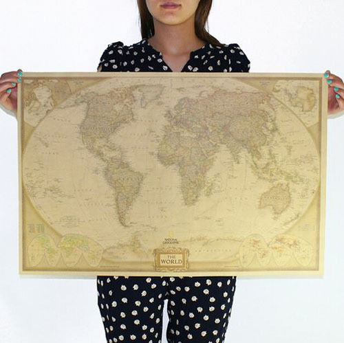 Poster bild weltkarte retro - bild,