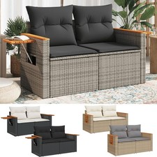 Gartensofa mit Kissen 2-Sitzer Sofa Poly Rattan Gartenmöbel Lounge Sitzgruppe 