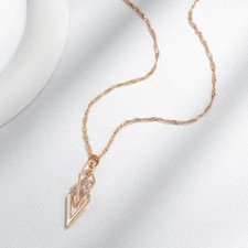 Elegante Halskette Anhänger 585 RG Rotgold Rosegold mit Zirkon 42cm + 6cm 5,5g 