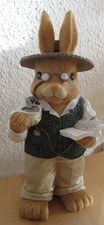 Hase Deko Polyresin Professor Dekohase mit Buch Tasse Taschenuhr Hut