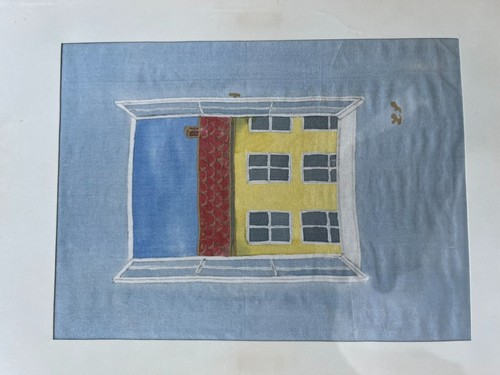 Aquarell naiv gelbes haus - gelbes,