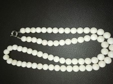 Kette Collier weiße Koralle Kugeln je ca. 1cm Länge ca. 70 cm