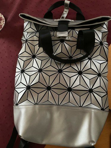 Rucksack silber schwarz - rucksack,, pu,