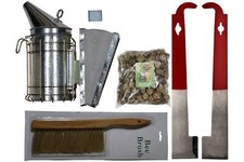 Imker Smoker Set inkl. Rauchmittel Bienenbesen Stockmeißel gerade Imkerei
