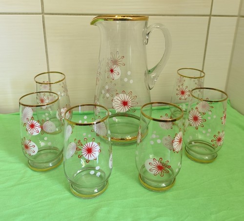 Saft set glaskrug karaffe 6 - glaskrug,