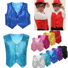 DE Freebily Kinder Jacken Weste Pailletten Anzug Hip Hop Jazz Dance Weste Tanz