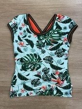 EVA & CLAUDI Wendeshirt Gr. S 36 Ärmellos Blumenmuster Orange Top Zustand