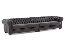 Sofa Chesterfield 6-Sitzer Echtleder braun Couch Big Sofa Ledersofa Neu