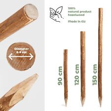 3 x Haselnuss Staketenzaun Pfosten | Höhe90 - 150 cm | Angespitzte Holz-Pfahl
